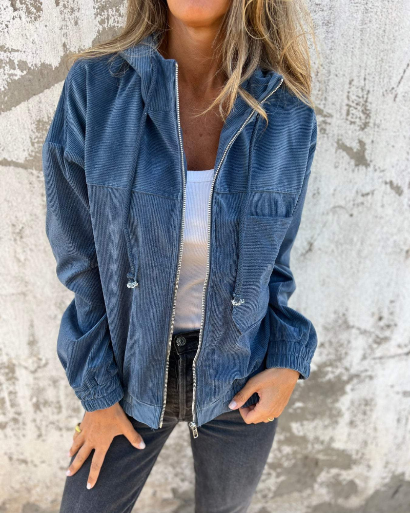 Brisa | Corduroy Hooded Zip Jacket