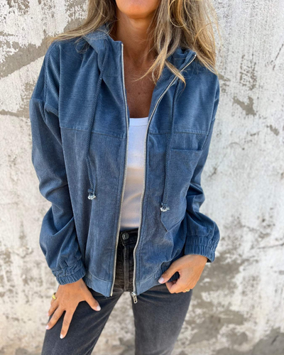 Brisa | Corduroy Hooded Zip Jacket