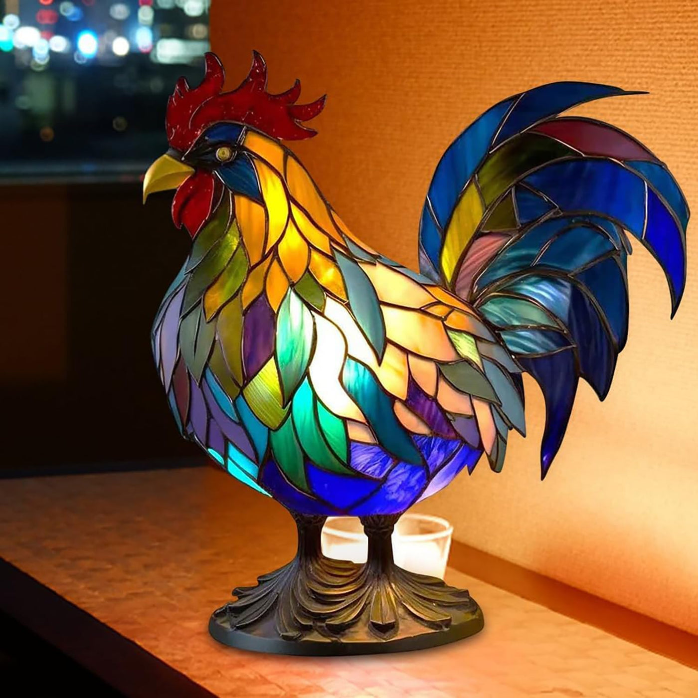 Glass Rooster Lamp