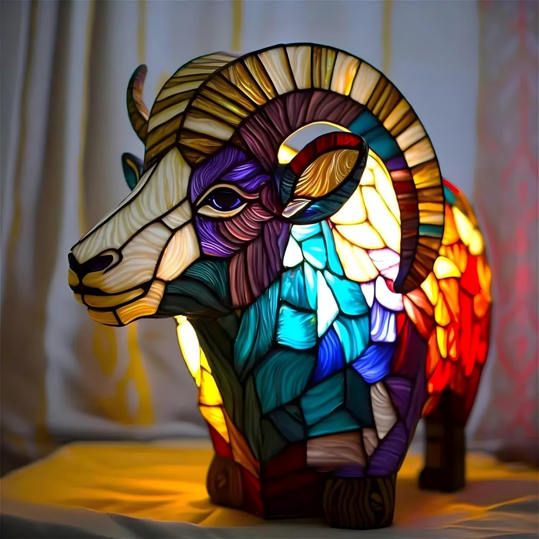 Glass Lamp with Ram Design