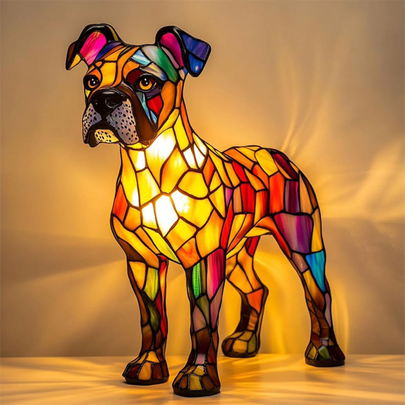 Greyhound Lamp with Faceted Glass Design
