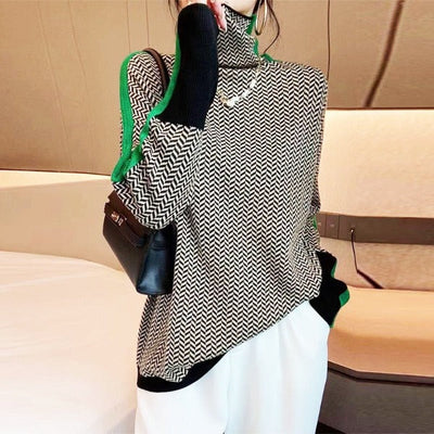 Ariela | High-neck sweater with striking contrast stripes