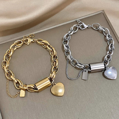 Chunky Heartened Bracelet | Gold