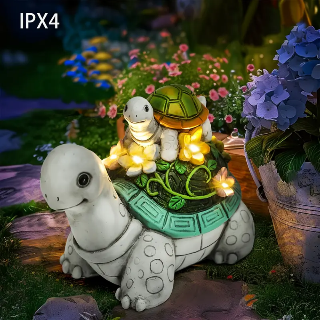 Illuminated Glass Turtle Family Lamp