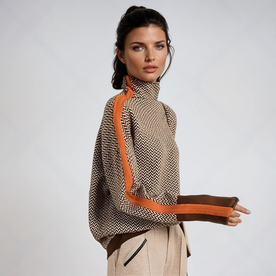 Ariela | High-neck sweater with striking contrast stripes