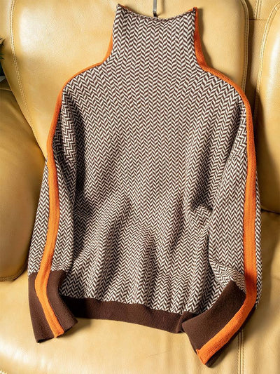 Ariela | High-neck sweater with striking contrast stripes