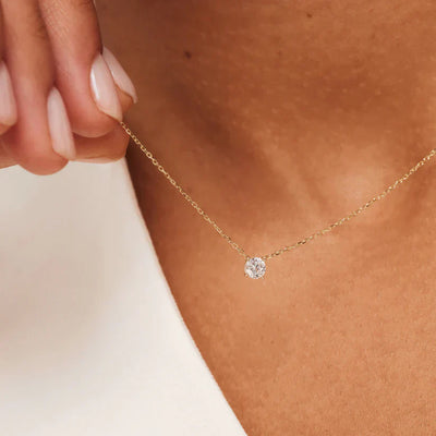 Clea Moissanite Stone Necklace | Gold