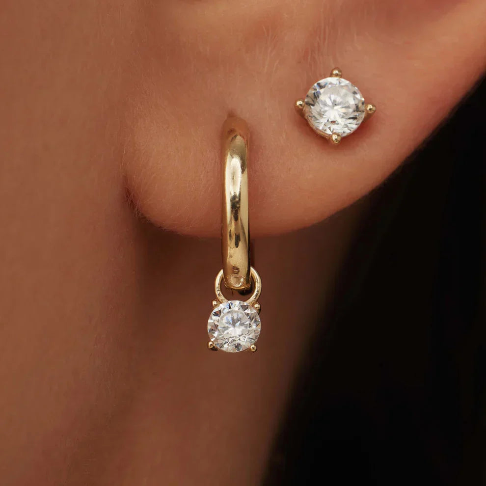 Hoop earrings with Larmes de Lune stones | Gold