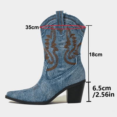 Veloria Denim Western Ankle Boots