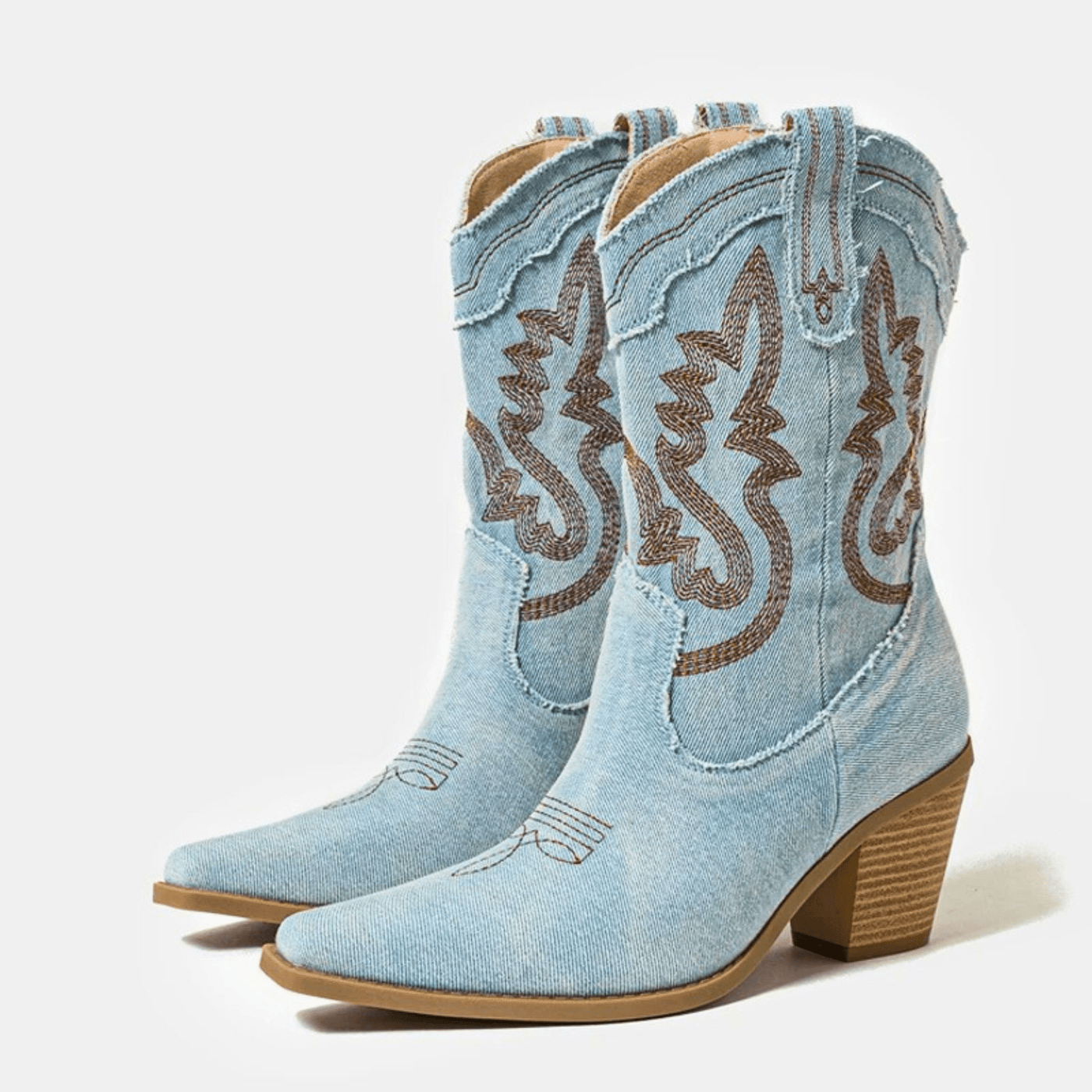 Veloria Denim Western Ankle Boots